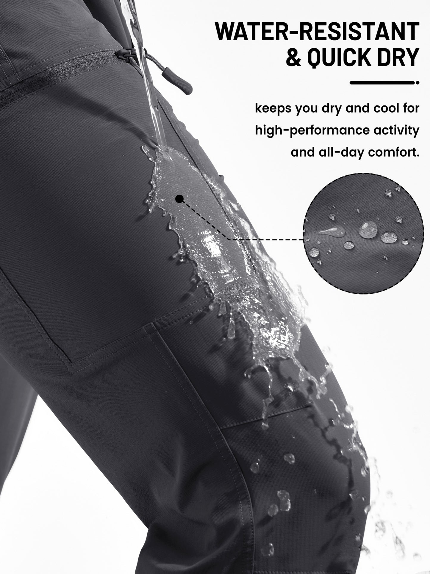 Men'S Cargo Pants Spring Hiking Trousers Quick-Dry Ripstop Stretch Fabric Breathable Moisture-Wicking Lightweight Elastic Waist And 3D-Cut 6 Pockets Outdoor Pants for Fishing Travel Camping, Work in Spring And Summer