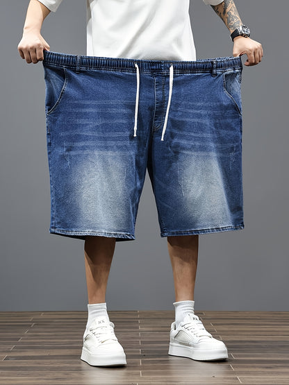 Mens Big And Tall Clothing Denim Shorts, Loose Fit Elastic Waist Casual Jean Shorts for Summer, PLUS SIZE
