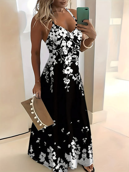 Ladies' Tropical Digital Printed Flower Sexy Elegant Vacation Leisure Business Commuting Festival Gift Birthday Party Cocktail Party Wedding Holiday Strap Spring/Summer Long Dress