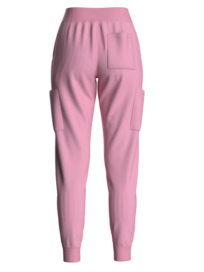 Women's Solid Two-piece Set - Elegant Short Sleeve V Neck Scrub Top & Drawstring Pants Outfits, Clothing