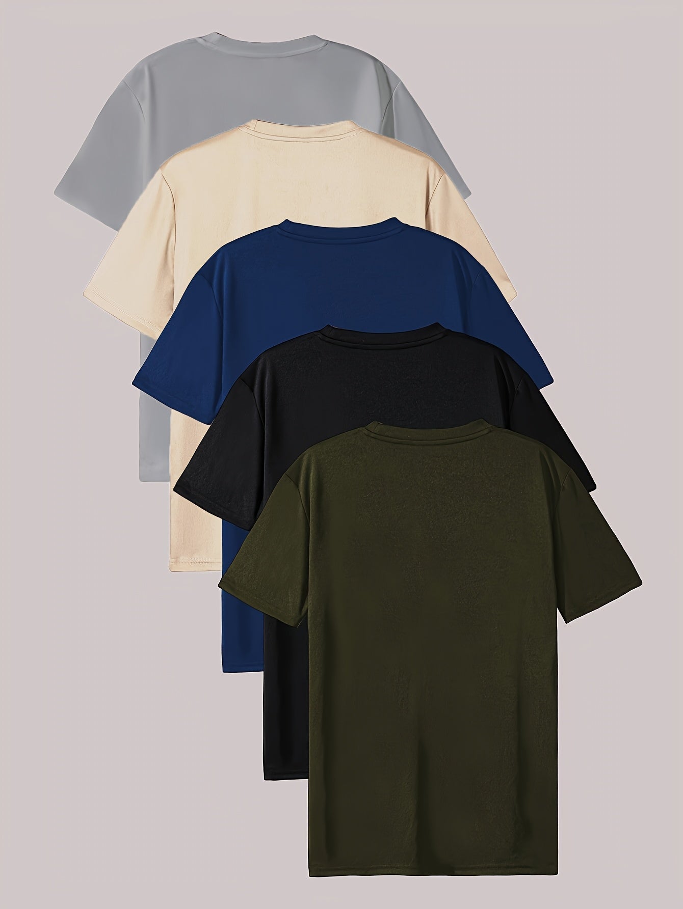 Five-Piece Collection, Made of 100%, Featuring Short-Sleeved T-Shirts in a Classic Solid Color, Suitable for Both Men And Women