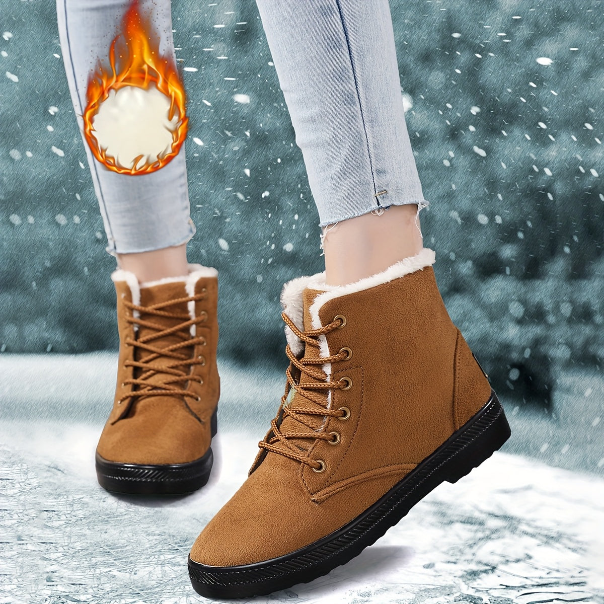 HDOXSE Winter Plush Snow Boots for Women 2025 New Casual Thick Sole Shoes Sports Thickened Warm Shoes