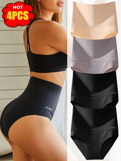 4pcs Seamless High Waisted Triangle Pants, Seamless Abdominal Underwear, Comfortable, Fashionable, Breathable, Skin Friendly And Elastic Underwear, Suitable for Daily Commuting, Women'S Underwear And Underwear