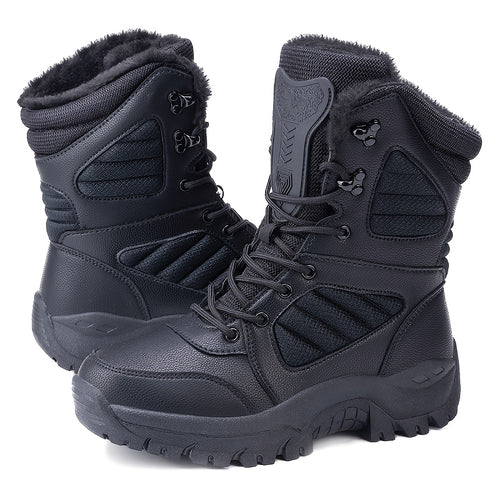 2024 Men's Winter Faux Fur Snow Boots - Waterproof Anti-slip, Ultra-Soft Plush Inner, Thick Cushioned Sole, Warmth Comfortable Tactical Boots