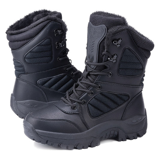 2024 Men's Winter Faux Fur Snow Boots - Waterproof Anti-slip, Ultra-Soft Plush Inner, Thick Cushioned Sole, Warmth Comfortable Tactical Boots