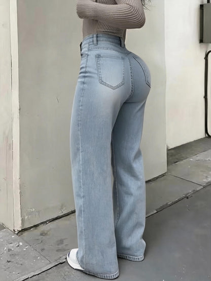 A Pair Of Plus-size Women'S Jeans, Flared Jeans, Slightly Stretchy, Lifts The Hips And Legs, Y2K Style, Fashionable, Casual And Elegant, Suitable For Various Occasions, Street Style, Evening Dates And Parties, Plus-size Jeans, Plus-size Denim.