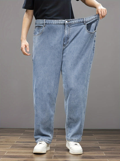 Plus Size Men's Soft & Comfy Jeans - Casual Loose Fit Denim Pants with Pockets, Stretch Rayon Blend for Fall/Winter, PLUS SIZE