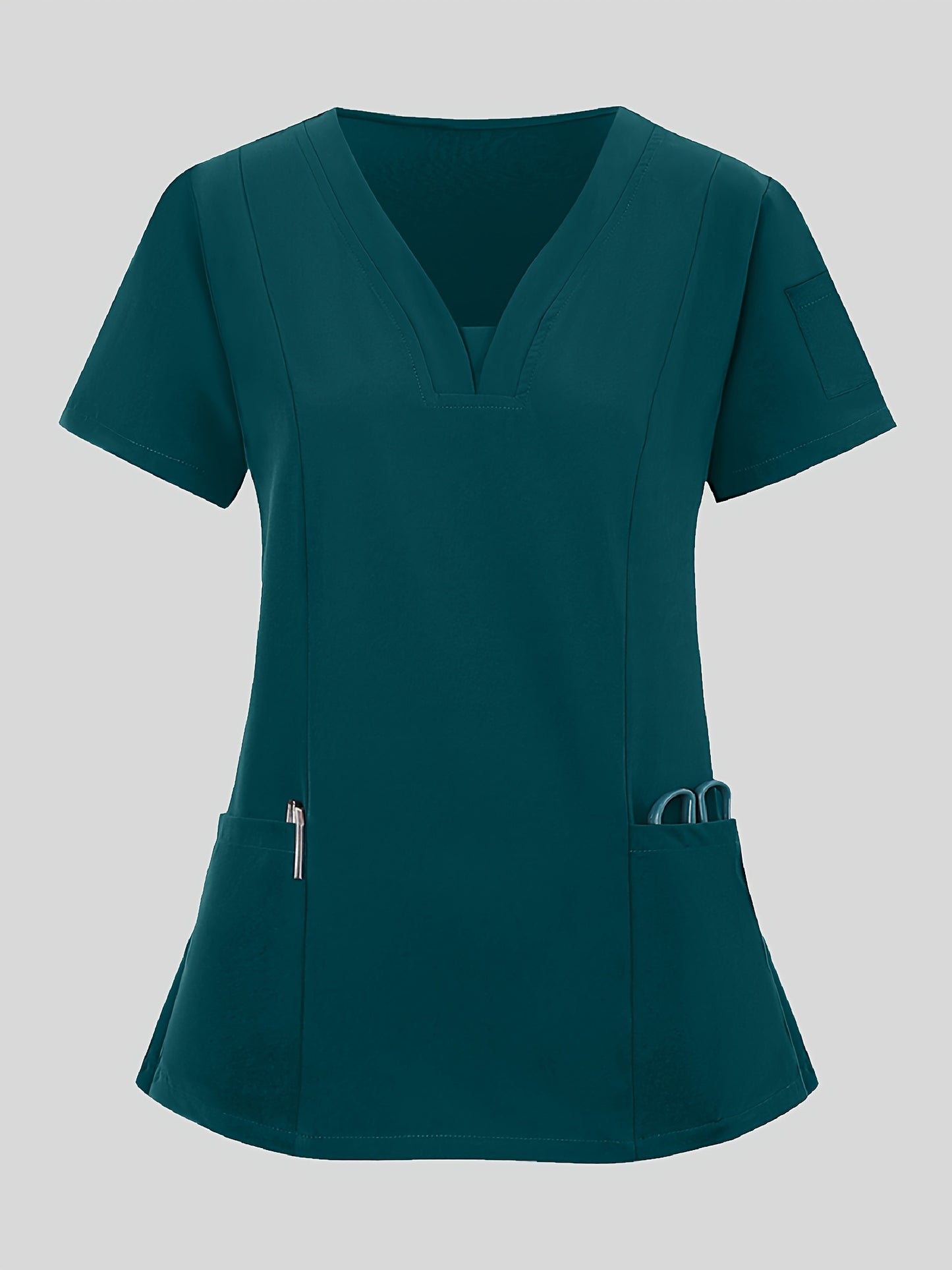 Women'S V-Neck Frosted Breathable Uniform Pocket Handwash Workwear Brush Handwear Top