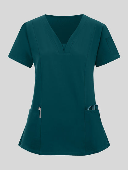 Women'S V-Neck Frosted Breathable Uniform Pocket Handwash Workwear Brush Handwear Top