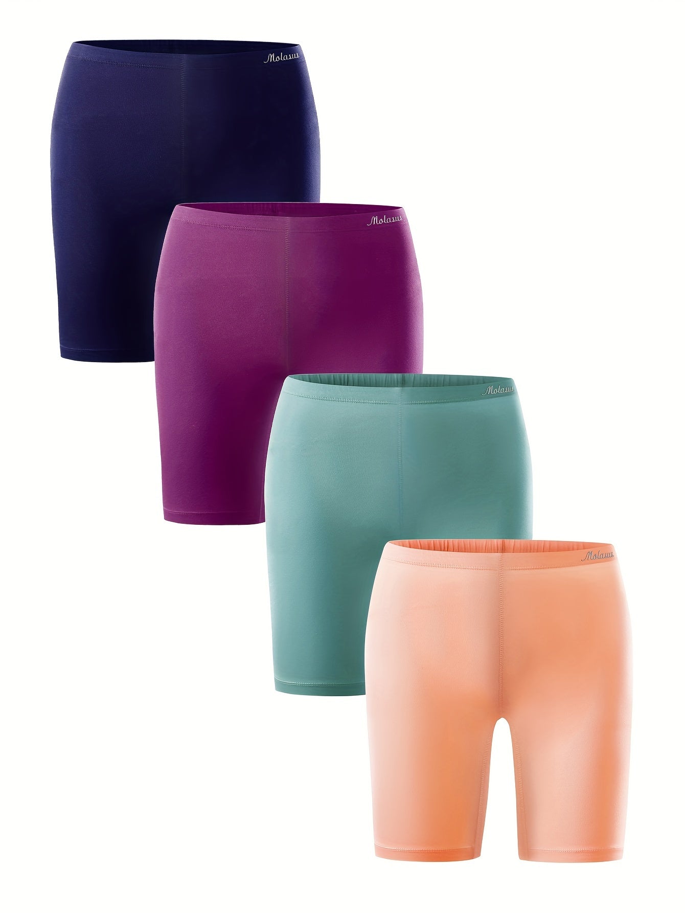 Molasus Womens Cotton Boxer Shorts Underwear Anti Chafing Bike Shorts Pack of 4