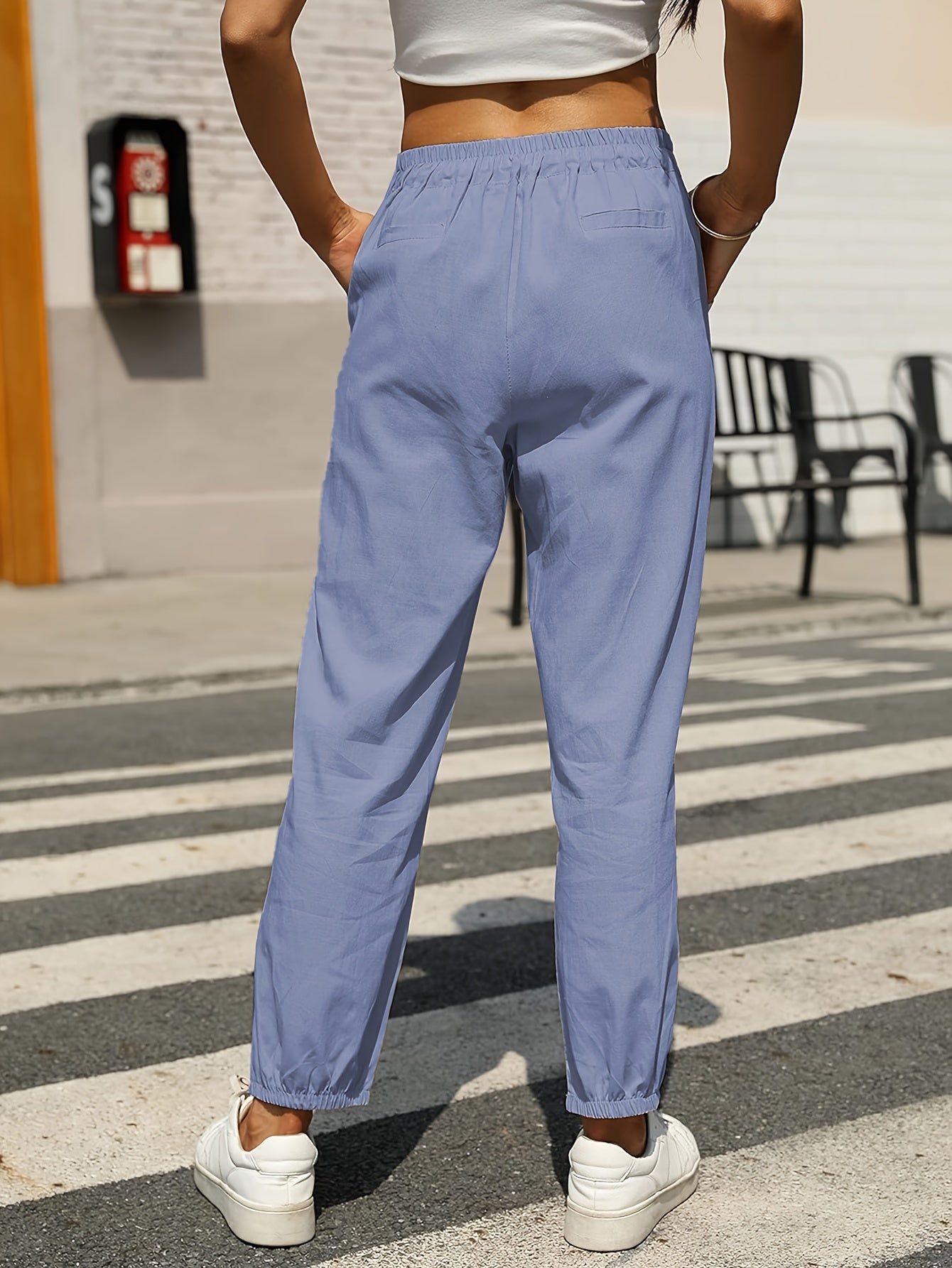 Women's Linen Pants - Summer High Waist Straight Leg Pants with Drawstring | Casual Beach Palazzo Pants | Boho Vacation Trousers for Travel