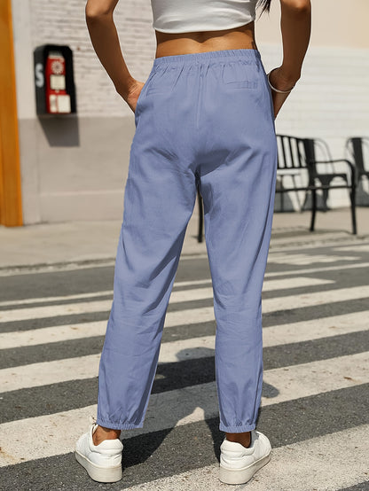 Women's Linen Pants - Summer High Waist Straight Leg Pants with Drawstring | Casual Beach Palazzo Pants | Boho Vacation Trousers for Travel