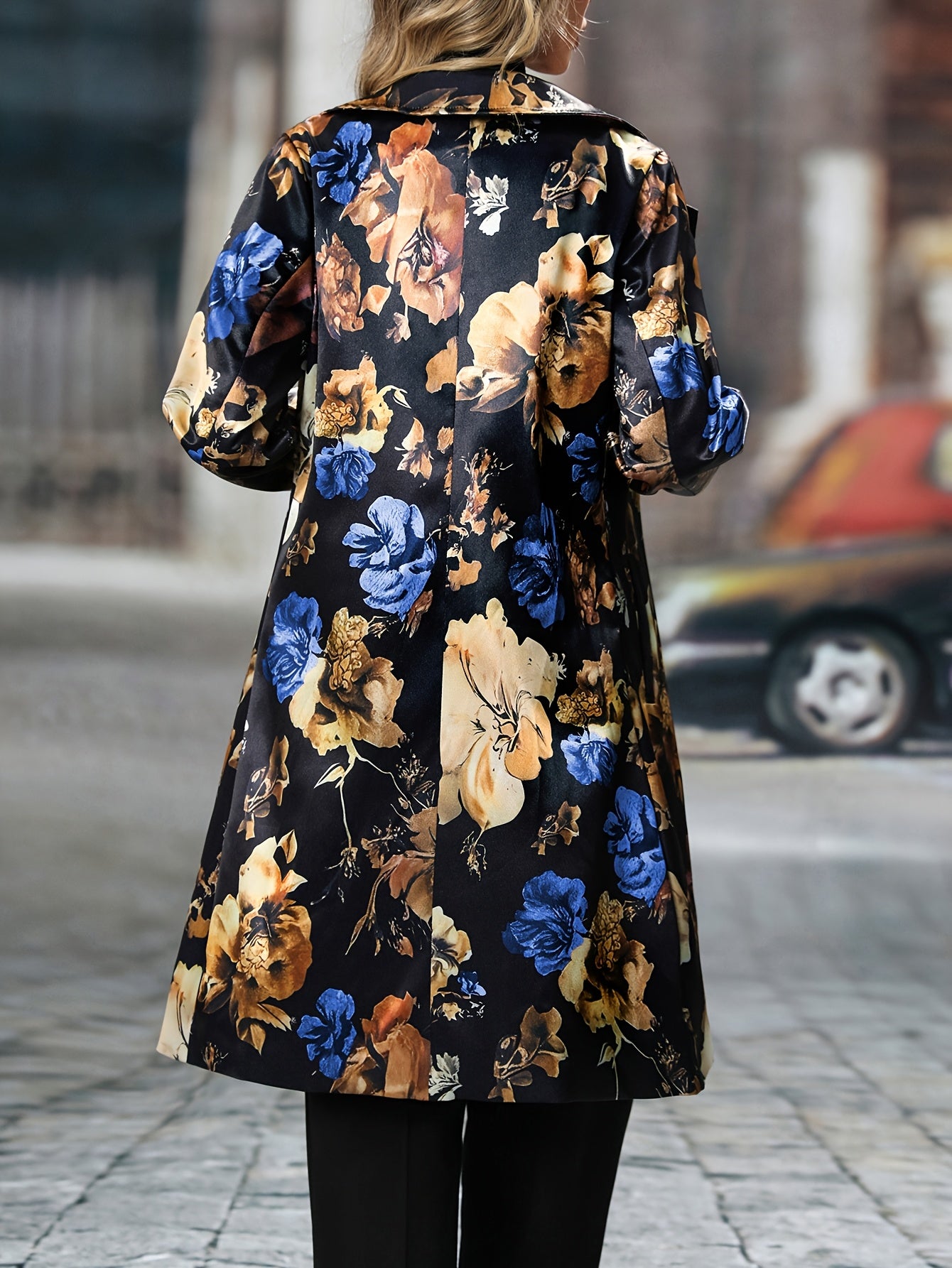 Long-sleeved Floral Pattern Single-breasted Suit Jacket