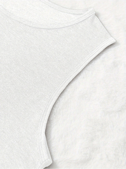 Light Grey Polyester Printed V-Neck Tank Top - product view 33