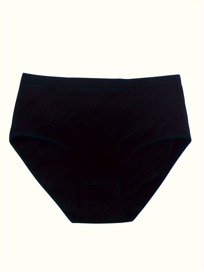 [8pcs High Rise Briefs] 8pcs Solid Simple High Rise Briefs, Comfy Breathable Stretchy Intimates Panties, Women'S Lingerie & Underwear
