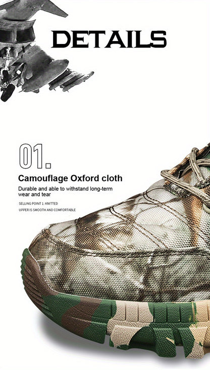 [Hunting & Adventure] 1 Pair Camouflage Oxford Cloth High-Top Hunting Shoes, Comfortable Lining & Rubber Outsole for Outdoor Hunting & Adventure