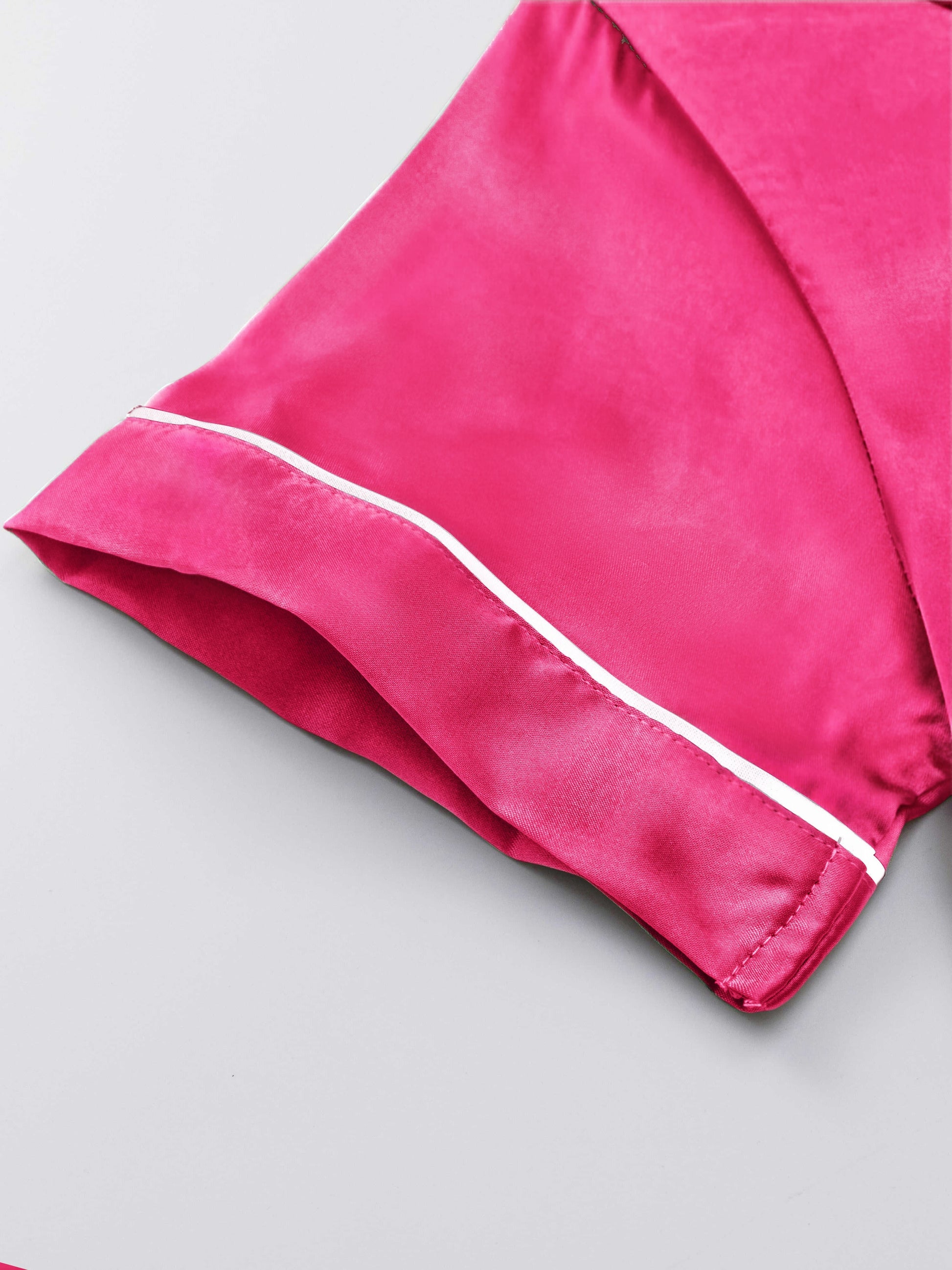 Black + Champagne + Pink Satin Short-Sleeve Shorts - product view 37