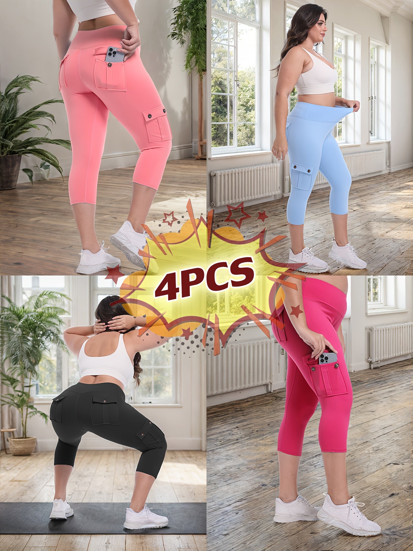 Women's Black/Pink/Blue/Rose Polyester High-Waist Leggings - product view 16