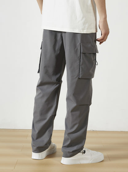 Men'S Straight-Leg Cargo Pants with Multiple Pockets, Suitable for Outdoor Street Fashion