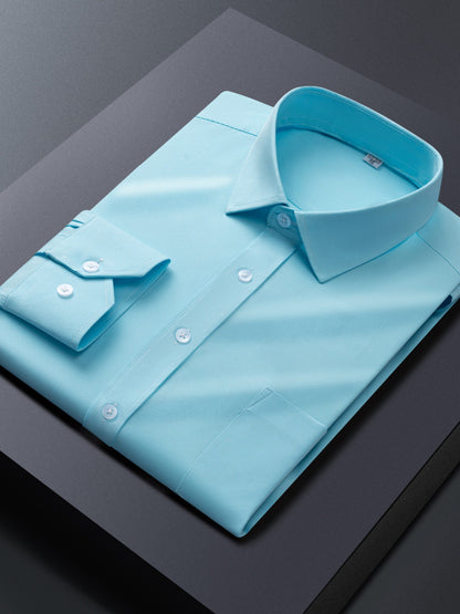 Men'S Long-Sleeve Button-Up Shirt Suitable for Semi-Formal Occasions in Spring And Summer Business Settings