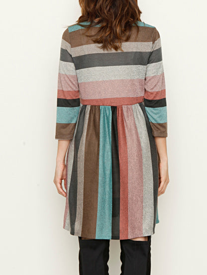Light Grey Polyester Ruffle Tiered Dress - product view 46