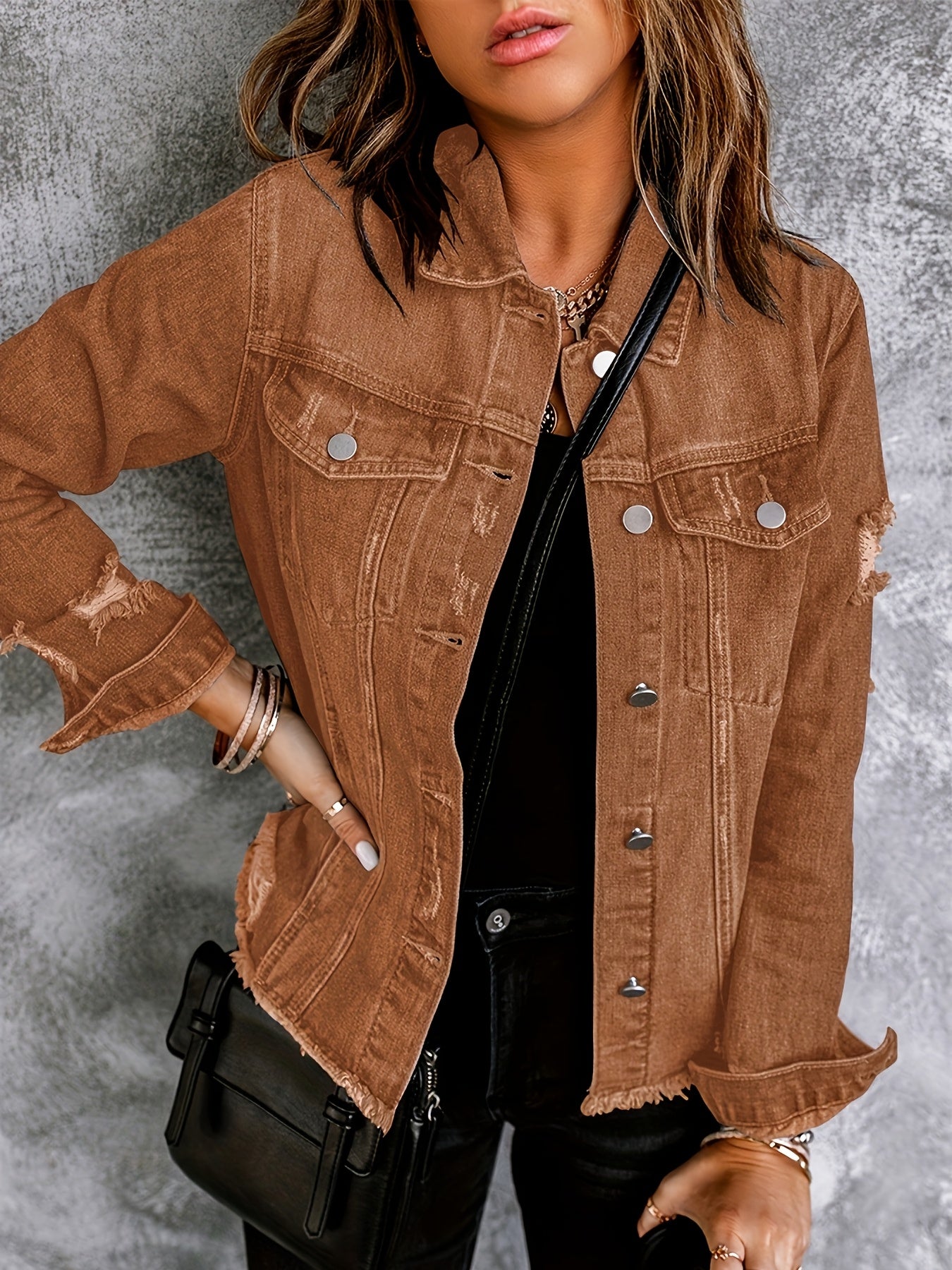 Women's Medium Blue Denim Oversized Denim Jacket - product view 28