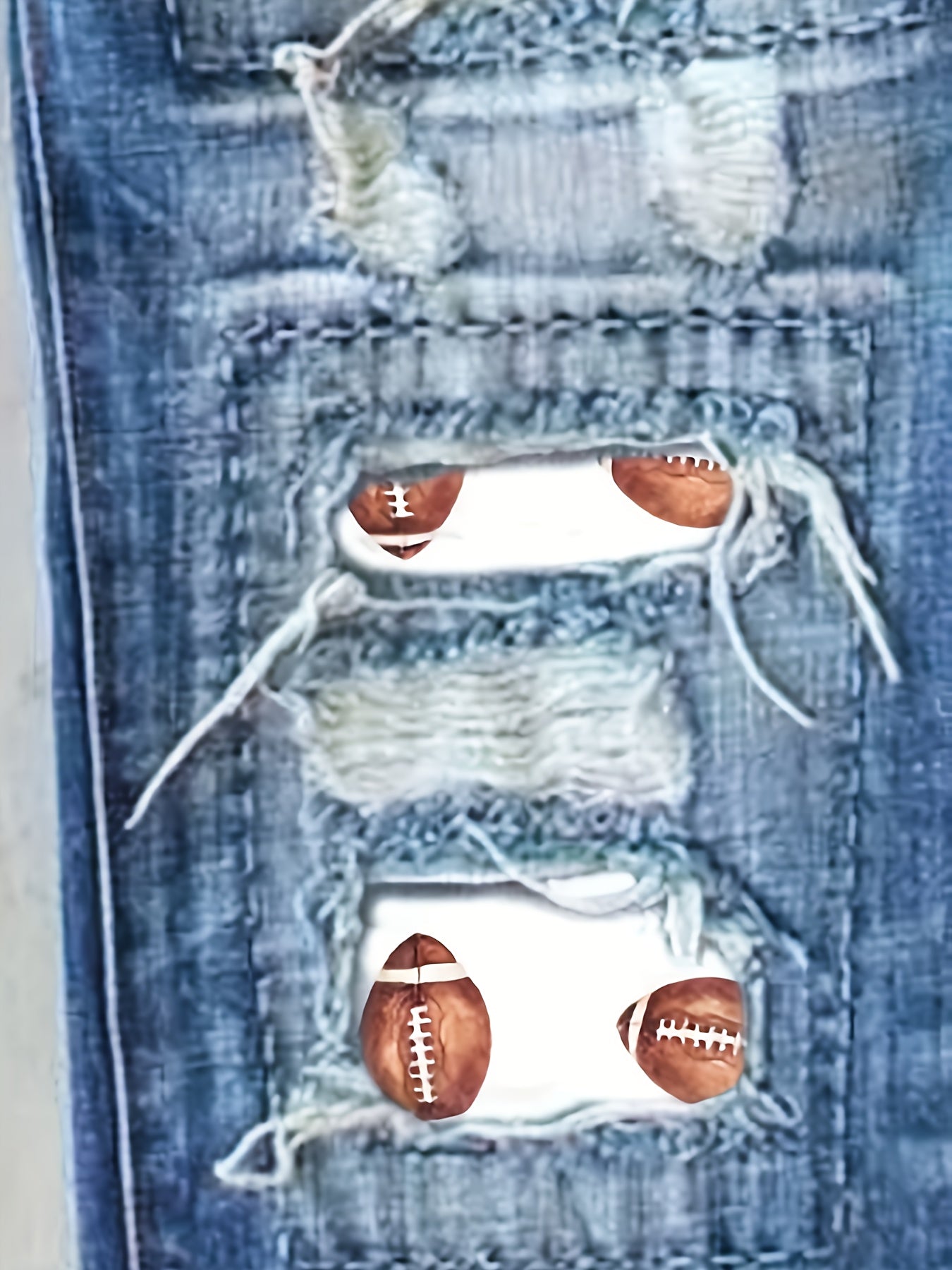 Women'S Plus Size Denim Apparel Ripped Print Football Streetwear Color Block Hip Hop Mid-Rise Straight Leg Pants