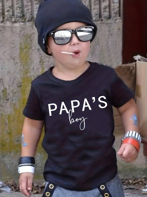 Boys Cotton T-shirt "PAPA's BOY"Print for Comfortable And Casual Round Neck Short Sleeves