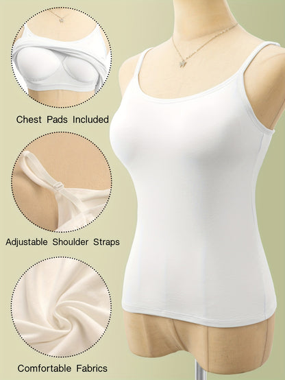 Women'S One-Piece Summer Loungewear Featuring Integrated Bra Padding, Camisole Style, Wire-Free