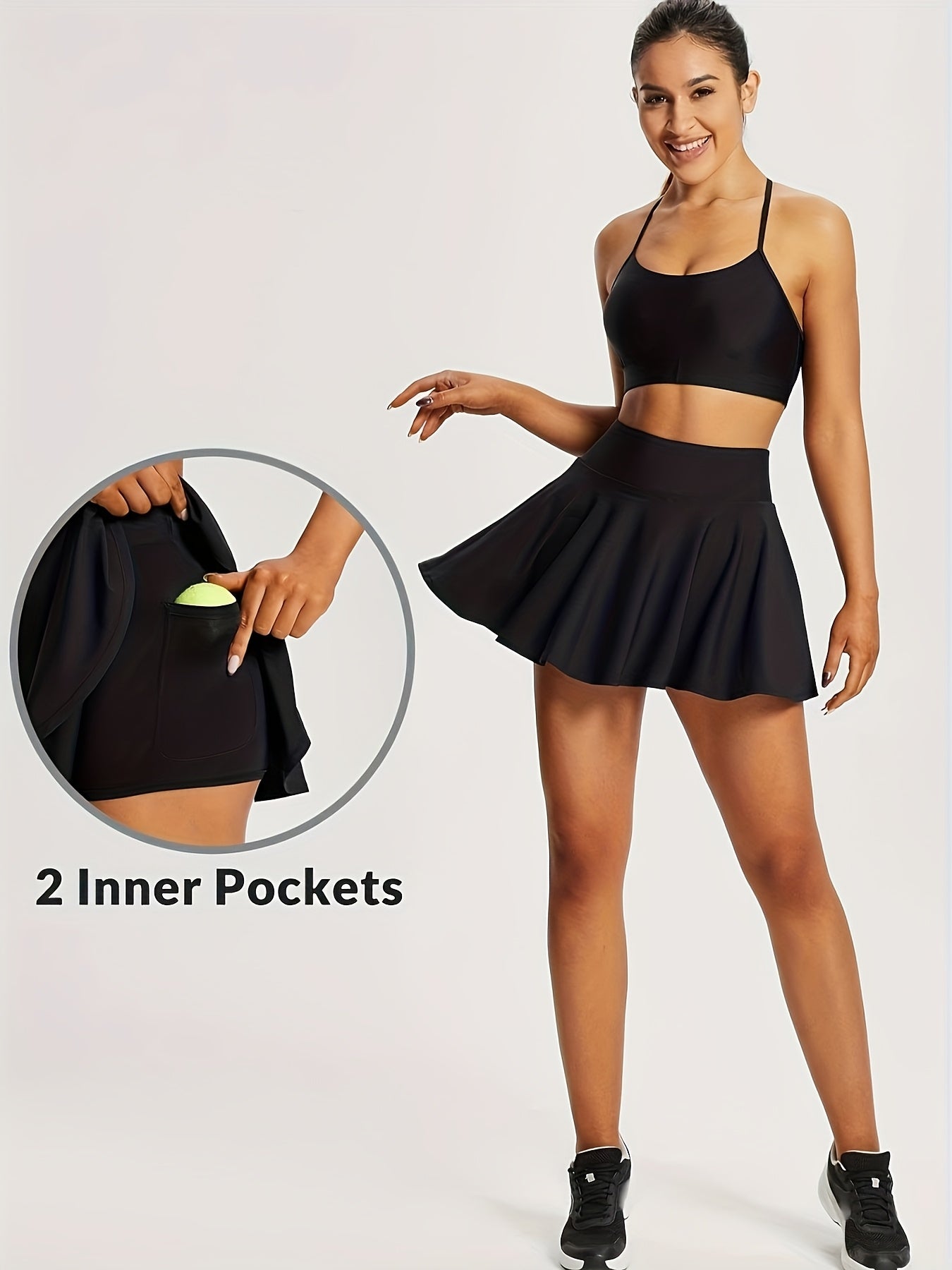 Women's Black White Tibetan Blue Mesh High-Waist Pleated Shorts - product view 8
