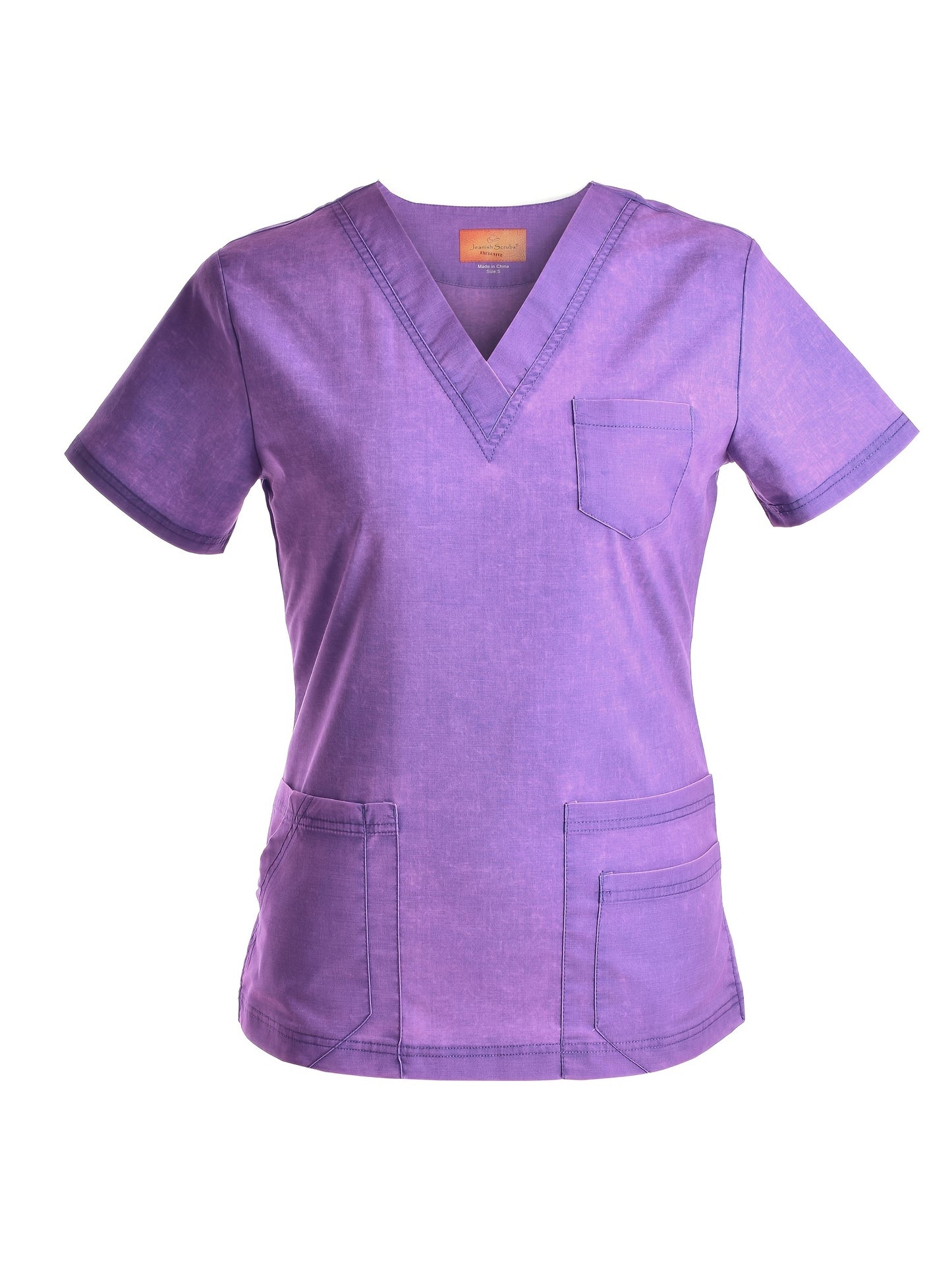 [Functional Two-Piece Set] Functional Two-Piece Set - Patched Pockets V-Neck Top & Drawstring Pants Unisex Outfits for Nurse