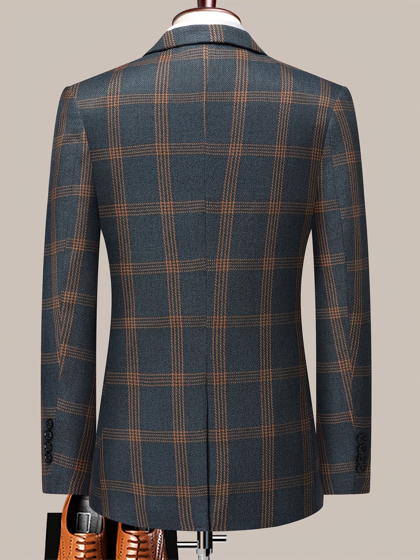 The Latest Men's Plaid Suit Two-piece Four-season Men's Size Slim-fit Two-piece Wedding Banquet Dress Business Casual