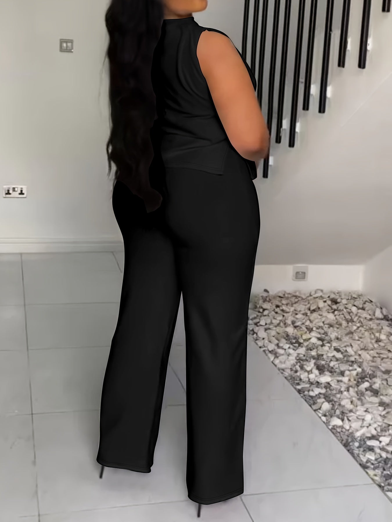 Women's Green Polyester Sleeveless Wide-Leg Pants - product view 21