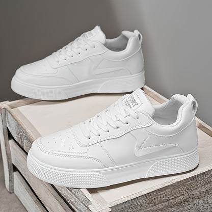 The Classic White Men'S Sneakers Feature A Easy And Comfortable Inner Lace-Up Closure Design. with A PU Upper And PVC Sole, They Are Suitable for Offices, Gyms And Outdoor Settings. Durable And Easy to Clean, They Are Casual Shoes