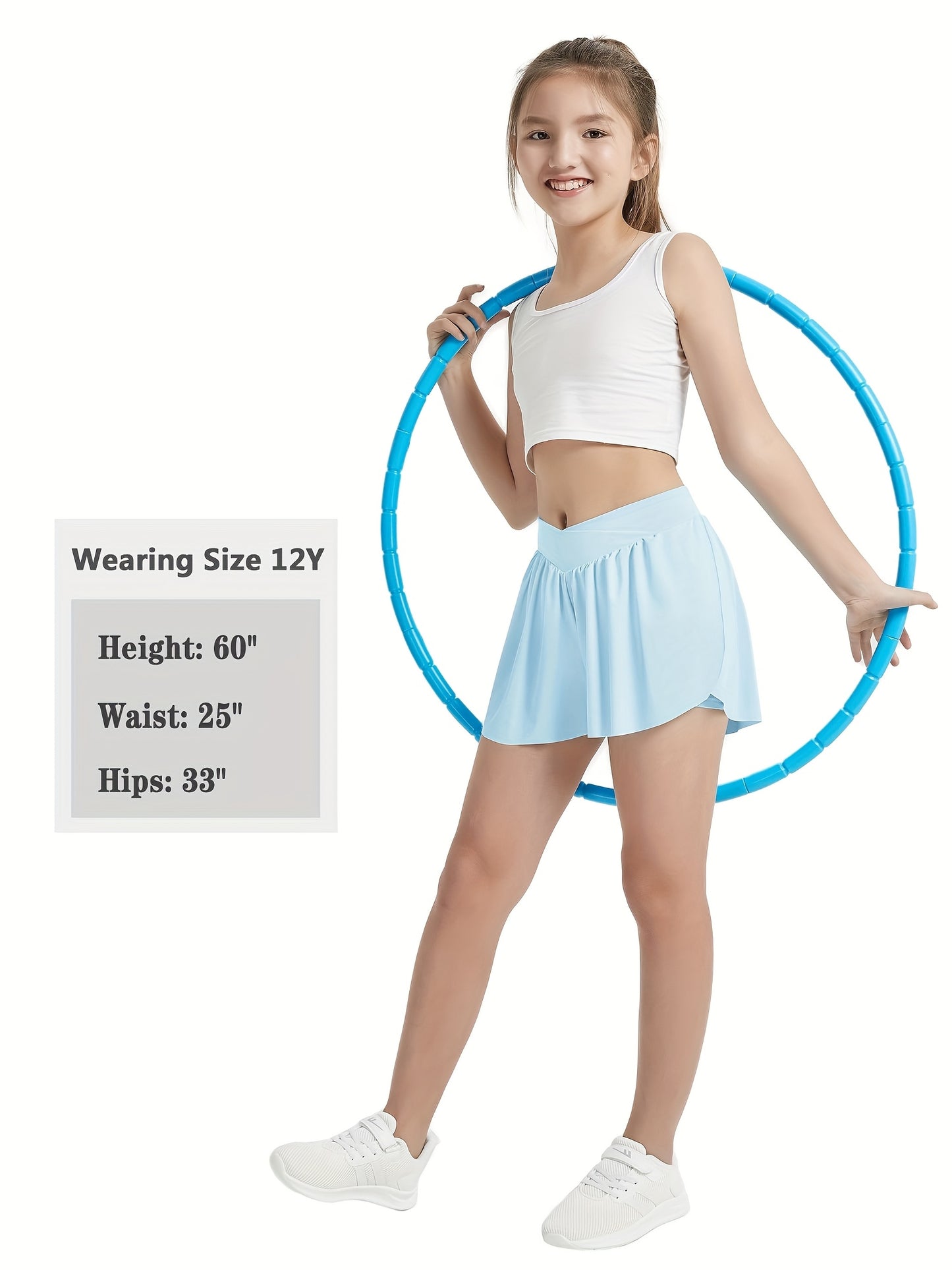 [2-In-1 Style Shorts] Set of 3 EXARUS Girls' Cross Shorts with Butterfly Design for Cheer And Dance, 2-In-1 Style with Pocket, Suitable for Ages 6 to 14 for Sports And Running