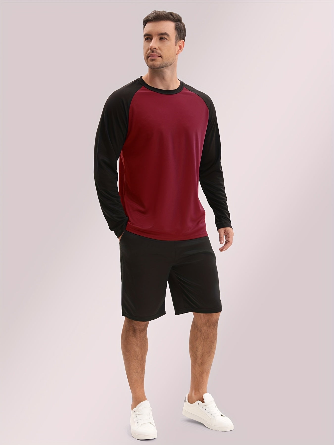 5pcs Men'S Quick Drying Long Sleeves. Multi-Color Combination Set of Fine Bead Ground Cloth, Fast Drying And Breathable
