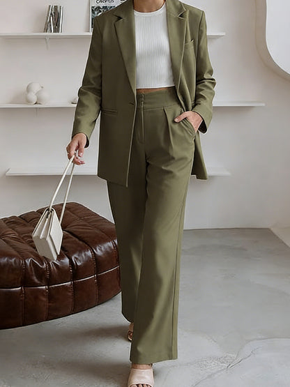 Women'S Suit Set | Soft Fabric Classic Relaxed Fit Tapered Silhouette | Casual Blazer Pants Two Piece Set Business Formal Style for Business Trip And Networking Event Occasions | Structured