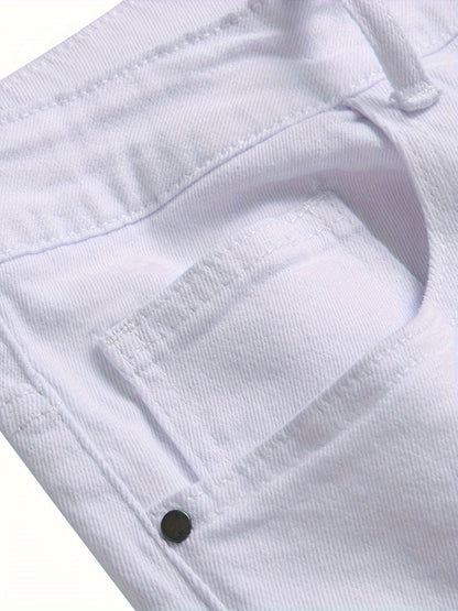 Casual Trend Jeans for Men in White with a Slim Fit And Ripped Design