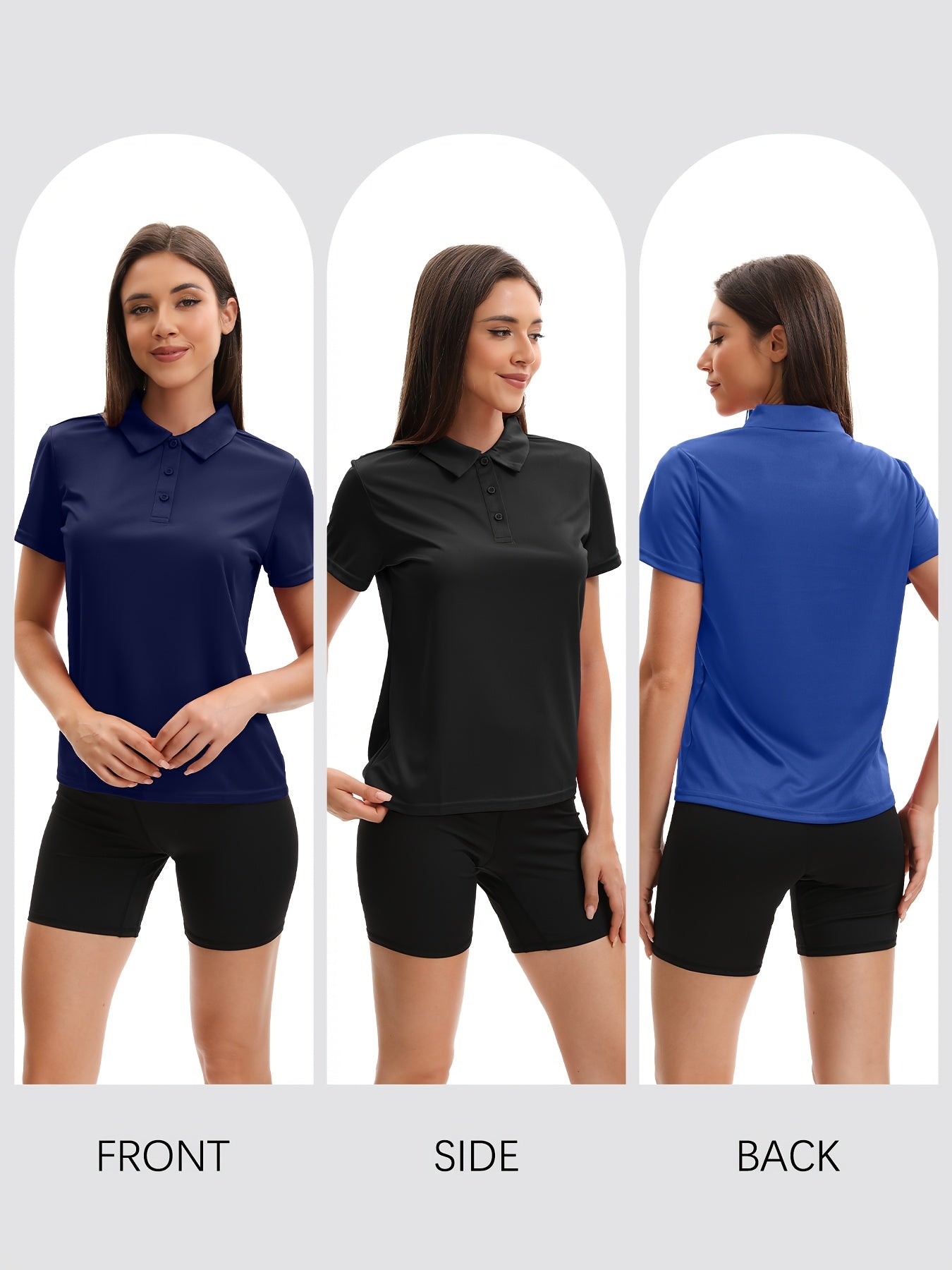 5 Pack Women'S Polo Shirts Short Sleeve 3 Buttons Collared Uniform Tops Moisture-Wicking T-Shirts For Work & Casual