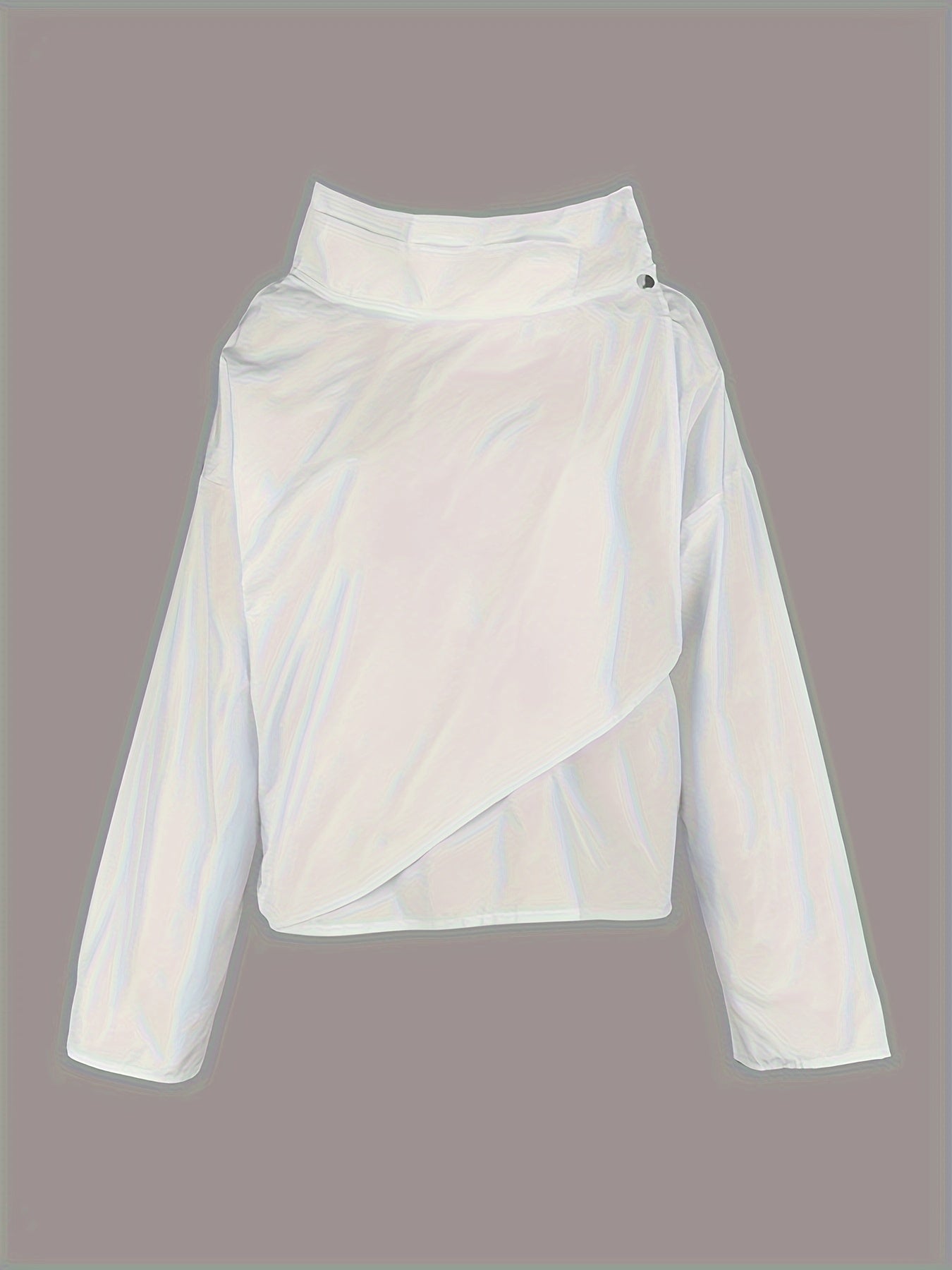 2024 Autumn/Winter New Women's Fashion Solid Color Stand Up Collar Long Sleeve Asymmetric Loose Casual Jacket Coat