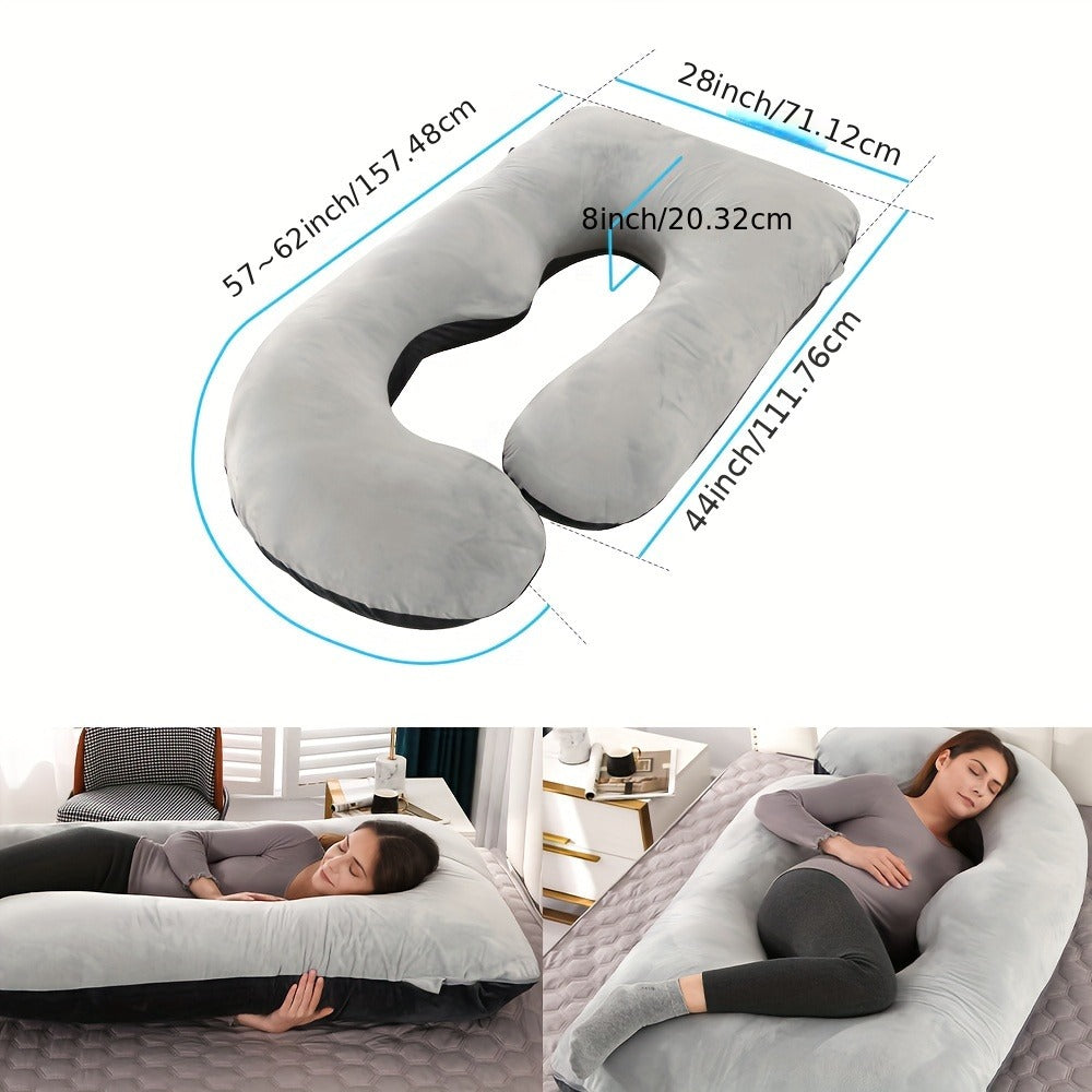 J-Shaped Pregnancy Pillow - Full-Body Support with Removable Cover