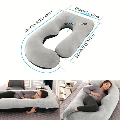 J-Shaped Pregnancy Pillow - Full-Body Support with Removable Cover
