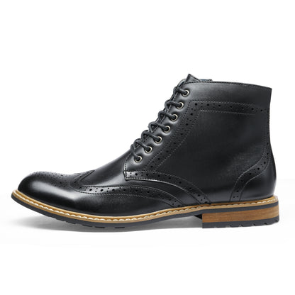 Men's Dress Ankle Motorcycle Boots Wingtip Lined Derby Oxfords