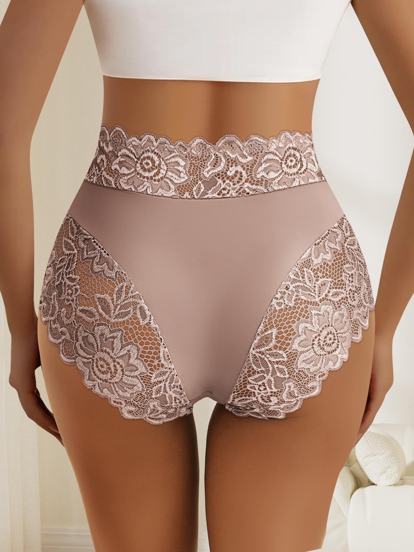5 Pack Women'S Elegant Lace Trim Mid-Rise Panties - Soft Stretchy Breathable Underwear with Ruffled Edges, Comfortable Feminine Briefs for Daily & Special Occasions, Sizes S-XXL (Multi-Size Pack) - Ideal for Parties, Dates