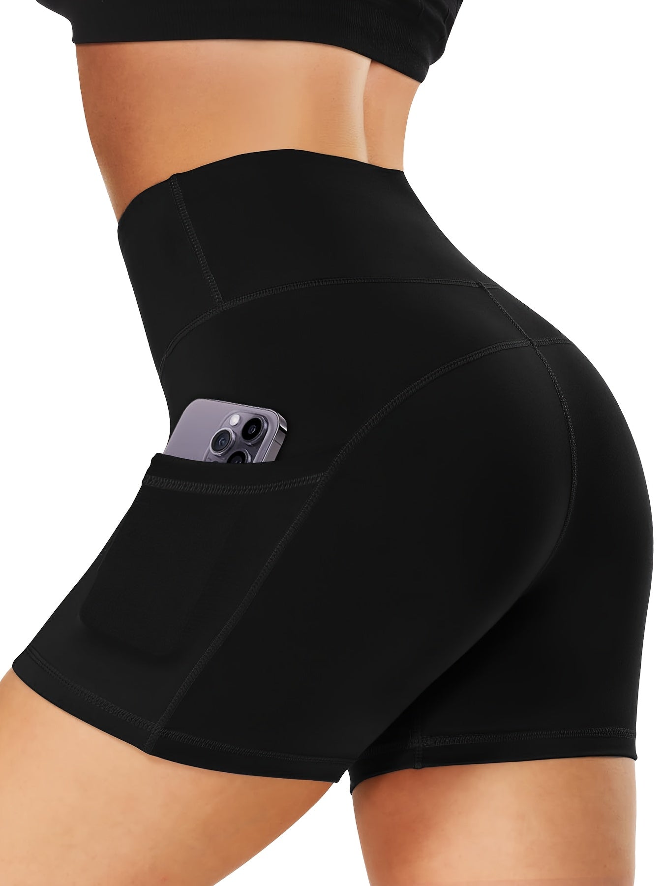 Women's 3pcs Polyester High-Waist Shorts - product view 2