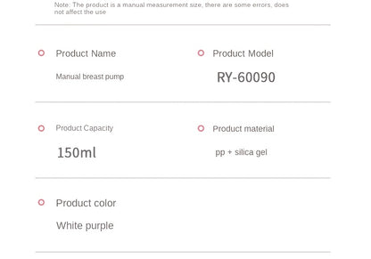 Manual Breast Pump, Manual Breast Milk Collector, Massage, Portable And Silent Milking Device, Nipple Nipple