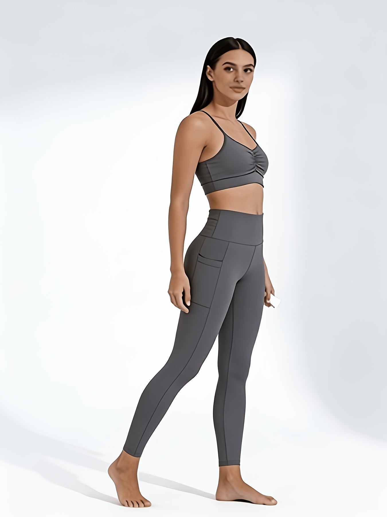 Women's Side Pocket Yoga Pants, Phone Pocket, High-waisted Butt-lifting, High-stretch Breathable, Versatile for Running And Fitness