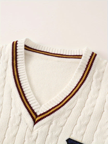 Set of 3, Knitted Undershirts for Kids Suitable for Autumn And Winter, Featuring a Collegiate Style Vest And Sleeveless Design