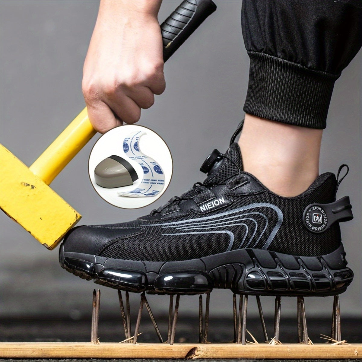 Safety Shoes, Tennis Shoes, Steel Toe Caps, Anti Smash And Anti Puncture, Breathable Mesh Surface, Air Cushioned Sole for Comfortable Wear Resistance, Rotating Button Design, Men's Safety Shoes, Women's Safety Shoes, Construction Site Work Shoes