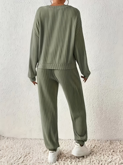 Women'S Loungewear Set, Top with Long Pants. Women'S Apparel, Women'S Summer Clothing, Women'S Summer Outfits, Women'S Popular Outfits, Women'S Set, Women'S Two-Piece Outside Twopiece Set Women'S Autumn Two-Piece Set Women'S Clothing